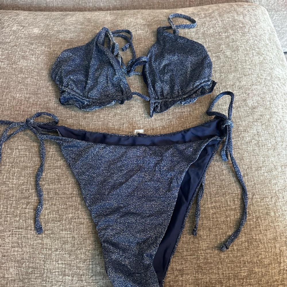 Zaful Shimmering Navy Bikini Set